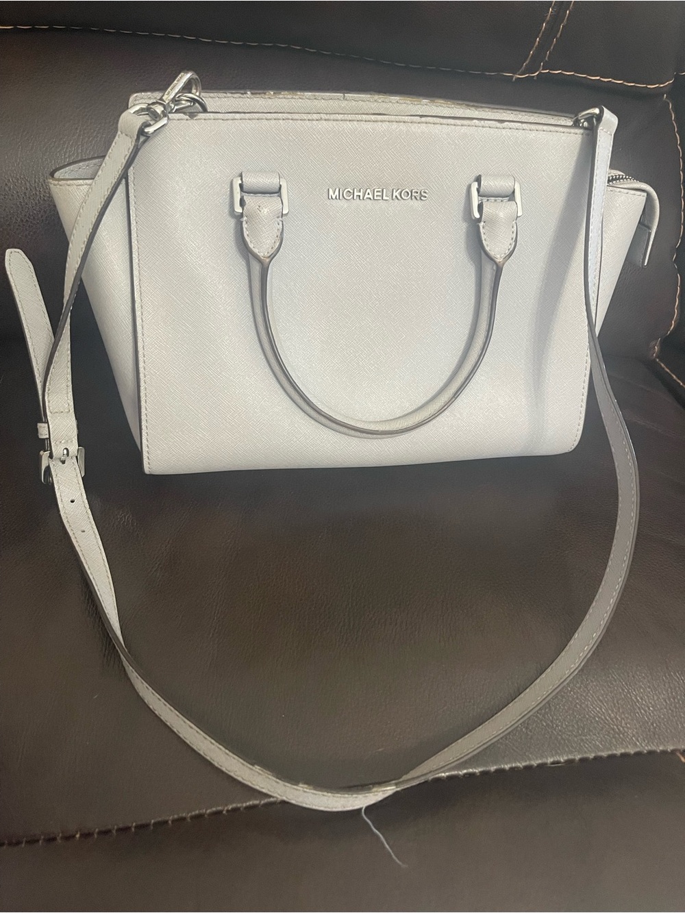 Michael Kors White Saffiano Leather Crossbody Satchel